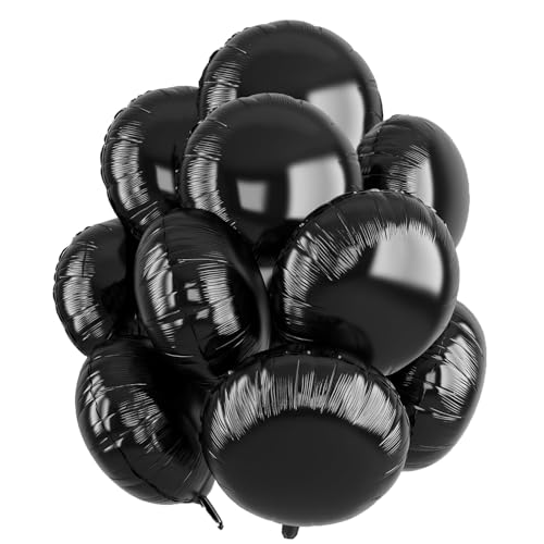Runde Folienballons Blau, 10 Stück 18 Zoll Blaue Rounder Folien Luftballons Rundluftballons Heliumballon Round Ballons für Geburtstag Babyparty Hochzeit Verlobung Dekorationen (Schwarz) von tarumedo