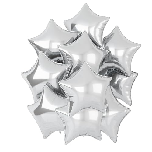 Stern Folienballons Creme, 10 Stück 18 Zoll Beige Stern Folien Luftballons Sternluftballons Heliumballon Star Ballons für Geburtstag Babyparty Hochzeit Verlobung Dekorationen (silber) von tarumedo