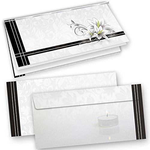 10 Sets Hochwertige Trauerkarten, Klappkarten inkl. Einlegeblätter bedruckbar, mit Umschläge von tatmotive