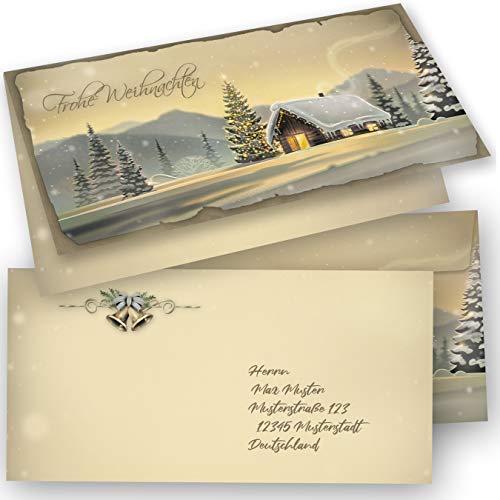 GLÖCKNERHÜTTE Weihnachtskarten mit Umschlag Set 15er SET Klappkarten DIN lang Nostalgisch von tatmotive