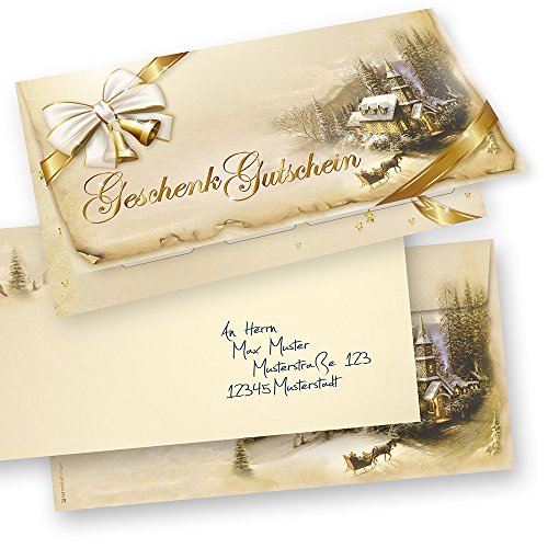 Geschenkgutscheine Weihnachten Winteridylle (25 Sets inkl. Kuverts) Gutscheine Weihnachten Klappkarten mit Umschlag von tatmotive