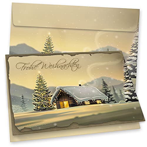 Glöcknerhütte Weihnachtskarten mit Umschlägen 16er SET Klappkarten DIN A6 Nostalgie nachhaltig umweltfreundlich Recycling von tatmotive