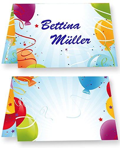 Tischkarten Geburtstag Luftballons (100 Stück) Tischkärtchen, bedruckbar/beschreibbar von tatmotive