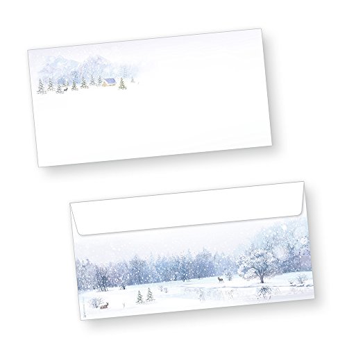 Weiße Weihnacht 100 Stück Weihnachts-Briefumschläge Din lang ohne Fenster Umschläge für Weihnachten selbstklebend haftklebend von tatmotive