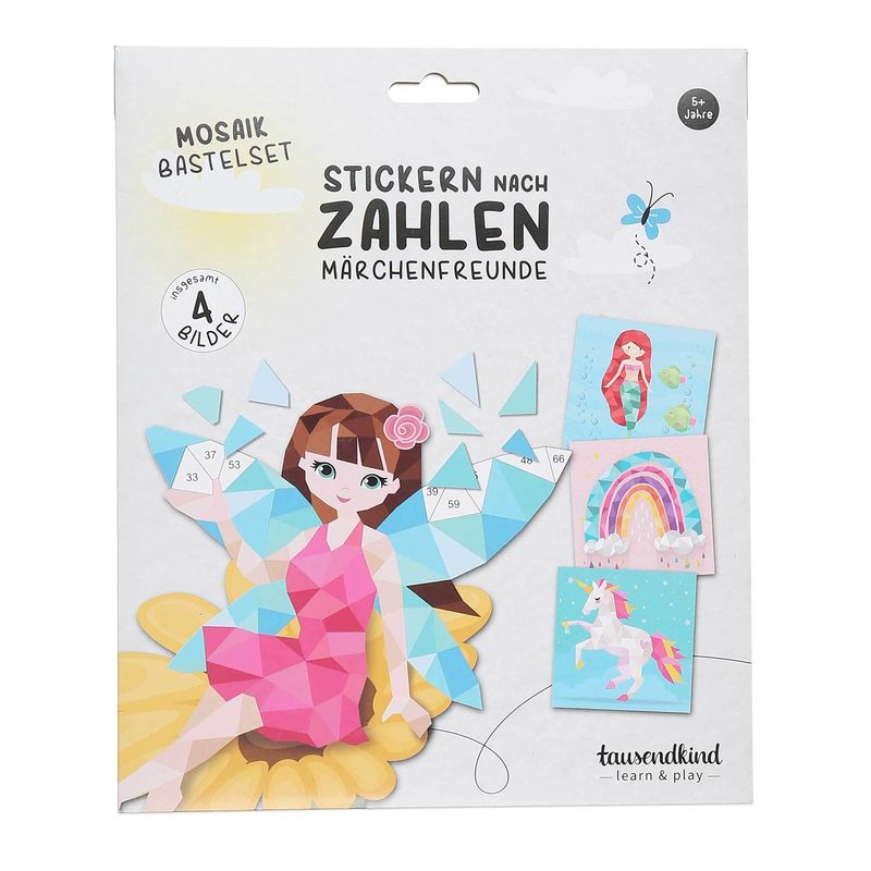 Mosaikbastelset Stickern Nach Zahlen - Märchenfreunde 4-Teilig von tausendkind learn & play