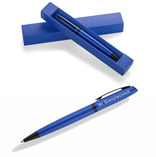 #teamludorf 10 x Hochwertiger Metall Kugelschreiber ZETA inkl. Geschenkverpackung und Wunschgravur | Wählen Sie aus 6 Farben (Blau) von #teamludorf