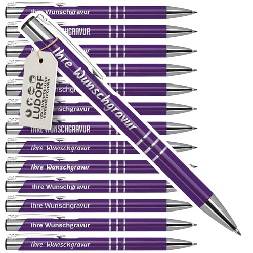 #teamludorf 50x DELTA UNI LACKIERT Metall-Kugelschreiber mit Wunsch-Gravur - Personalisierte Kulis - Stift mit Namen - 16 Farben & 20 Schriftarten - 50 Stück - Lila #teamludorf 50x DELTA UNI LACKIERT Metall-Kugelschreiber mit Wunsch-Gravur - Personalisierte Kulis - Stift mit Namen - 16 Farben & 20 Schriftarten - 50 Stück - Lila von #teamludorf