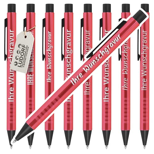 #teamludorf Kugelschreiber Rot - 25er Set - hochwertiger Gravur-Kugelschreiber - personalisiert mit Name, Logo oder Text - Werbeartikel für Unternehmen, Mitarbeiter & Hochzeiten von #teamludorf