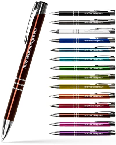 #teamludorf GAMMA Metall-Kugelschreiber mit Wunsch-Gravur - Personalisierte Kulis - Stift mit Name - 14 Farben & 20 Schriftarten - 100 Stück - Bordeaux von #teamludorf