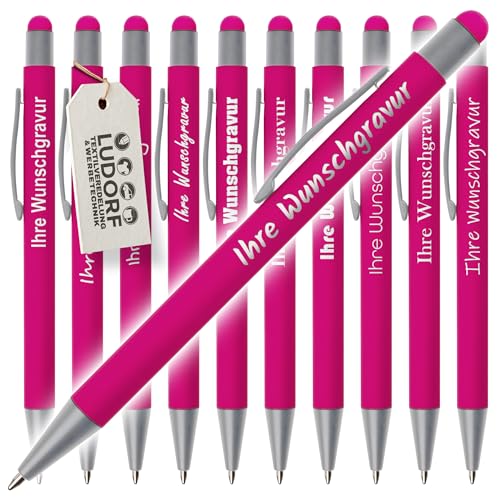 #teamludorf GRIP Kugelschreiber mit Touchfunktion – gummiert, 50 Stück (PINK, 50) von #teamludorf