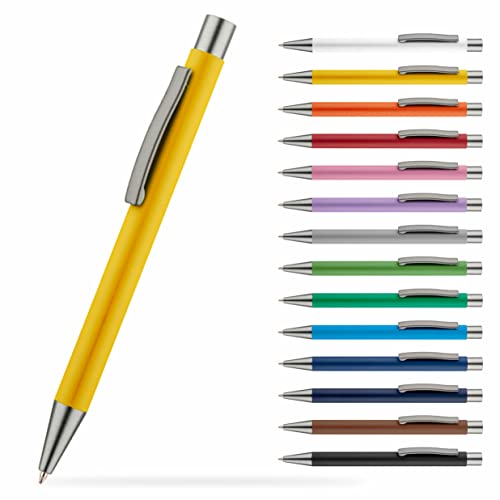 #teamludorf OMEGA Metall Kugelschreiber mit gummierter Oberfläche - Stift in 14 Farben erhältlich - hochwertig und stabil (Gelb, 10) von #teamludorf