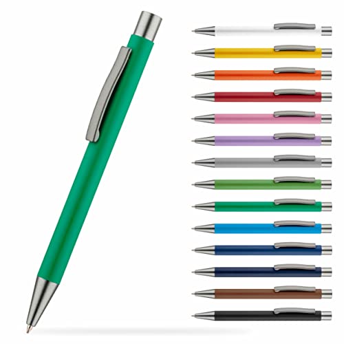 #teamludorf OMEGA Metall Kugelschreiber mit gummierter Oberfläche - Stift in 14 Farben erhältlich - hochwertig und stabil (Gruen, 10) von #teamludorf