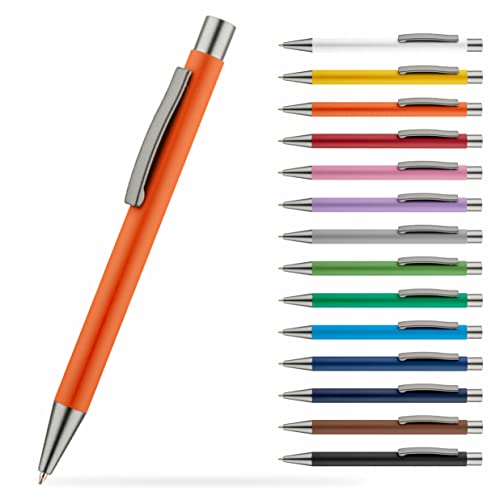 #teamludorf OMEGA Metall Kugelschreiber mit gummierter Oberfläche - Stift in 14 Farben erhältlich - hochwertig und stabil (Orange, 10) von #teamludorf