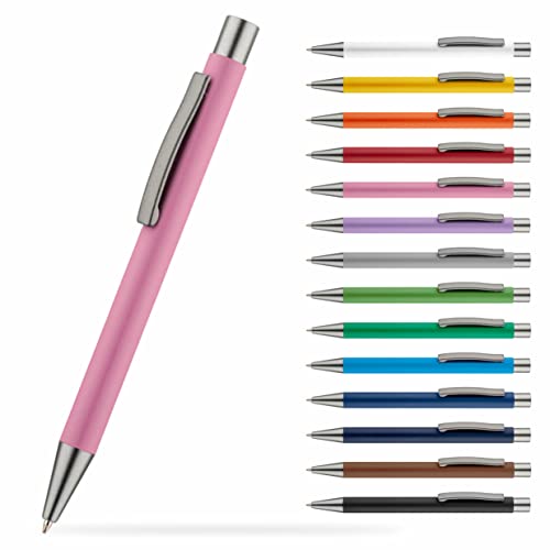 #teamludorf OMEGA Metall Kugelschreiber mit gummierter Oberfläche - Stift in 14 Farben erhältlich - hochwertig und stabil (Rosa, 25) von #teamludorf