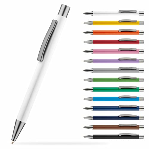 #teamludorf OMEGA Metall Kugelschreiber mit gummierter Oberfläche - Stift in 14 Farben erhältlich - hochwertig und stabil (Weiss, 10) von #teamludorf