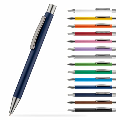 #teamludorf OMEGA Metall Kugelschreiber mit gummierter Oberfläche - Stift in 14 Farben erhältlich - hochwertig und stabil(Dunkelblau, 10) von #teamludorf