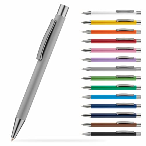#teamludorf OMEGA Metall Kugelschreiber mit gummierter Oberfläche - Stift in 14 Farben erhältlich - hochwertig und stabil (Grau, 25) von #teamludorf