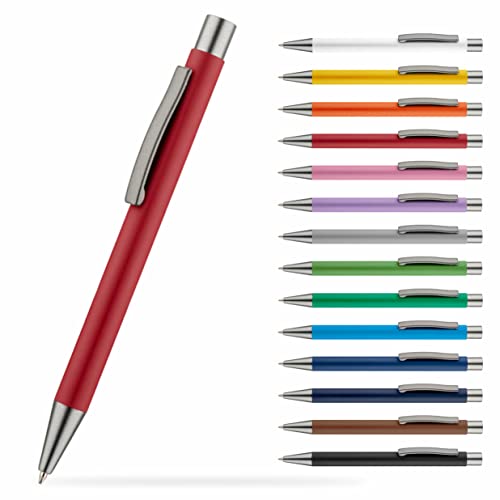 #teamludorf OMEGA Metall Kugelschreiber mit gummierter Oberfläche - Stift in 14 Farben erhältlich - hochwertig und stabil (Rot, 25) von #teamludorf