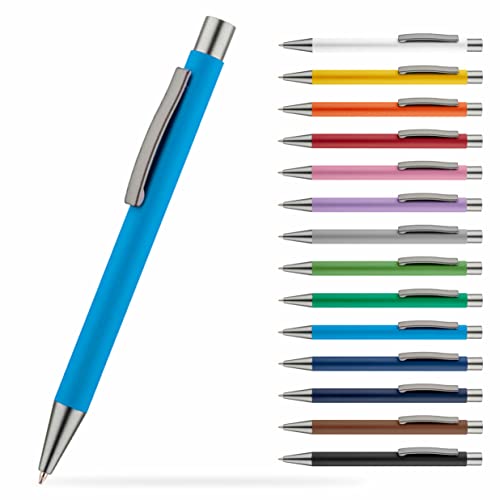 #teamludorf OMEGA Metall Kugelschreiber mit gummierter Oberfläche - Stift in 14 Farben erhältlich - hochwertig und stabil (Skyblau, 10) von #teamludorf
