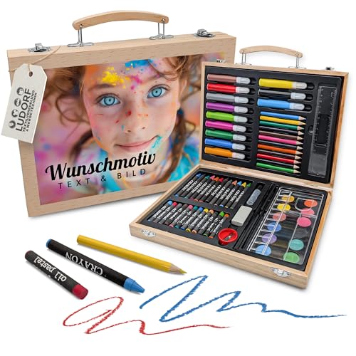 #teamludorf - Personalisierter Kinder Malkasten aus Holz 67 teilig mit Foto und Text - Koffer Set inkl. Buntstifte, Wachsmalstifte, Wasserfarbkasten mit Pinsel, Lineal, Malset Schule Geschenk Idee #teamludorf - Personalisierter Kinder Malkasten aus Holz 67 teilig mit Foto und Text - Koffer Set inkl. Buntstifte, Wachsmalstifte, Wasserfarbkasten mit Pinsel, Lineal, Malset Schule Geschenk Idee von #teamludorf