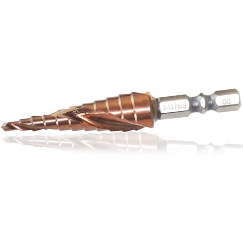 M35 Kobalt-Stufenbohrer, 3–13 mm, Sechskantschaft, Bohrer beschichtet für Metall, Holz, Kunststoff, spiralgerillt, 11-stufiges Design für präzises Lochschneiden M35 Kobalt-Stufenbohrer, 3–13 mm, Sechskantschaft, Bohrer beschichtet für Metall, Holz, Kunststoff, spiralgerillt, 11-stufiges Design für präzises Lochschneiden von teashow