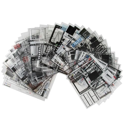 Vintage Filmstreifen Scrapbook Papier Aufkleber 36 Stück Retro Kamera Film Thema Deko Set für Journaling Scrapbooking Kino Dekoration Poster DIY Fotoalben Kunst Handwerk Zubehör von teashow