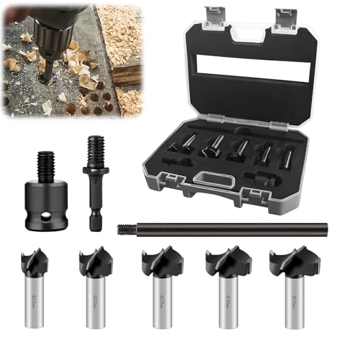 8 tlg. Forstnerbohrer Set für Holz, Holzbohrer Set Ø 15-35 mm mit 150mm Stange, 2 Verbinder, Holzbohrer Set mit Rundschaft, Forstner Bohrer für Hölzer, Spanplatten, Faserplatten 8 tlg. Forstnerbohrer Set für Holz, Holzbohrer Set Ø 15-35 mm mit 150mm Stange, 2 Verbinder, Holzbohrer Set mit Rundschaft, Forstner Bohrer für Hölzer, Spanplatten, Faserplatten von techextra