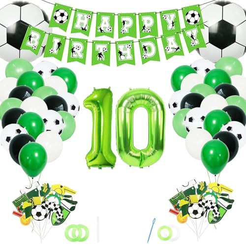 Fußball Geburtstag Deko Junge 10 Jahre, Techextra Luftballon Fussball Thema Party Geburtstag Dekoration für 10. Jungen/Mädchen, Geburtstagsfeier Ballon Deko Zubehör Set mit Happy Birthday Banner Fußball Geburtstag Deko Junge 10 Jahre, Techextra Luftballon Fussball Thema Party Geburtstag Dekoration für 10. Jungen/Mädchen, Geburtstagsfeier Ballon Deko Zubehör Set mit Happy Birthday Banner von techextra