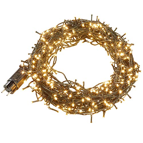 tectake LED Lichterkette für Innen, strombetriebene Weihnachtsbeleuchtung mit 8 verschiedenen Funktionen, warmweiß - 500 LEDs | Nr. 403334 von tectake