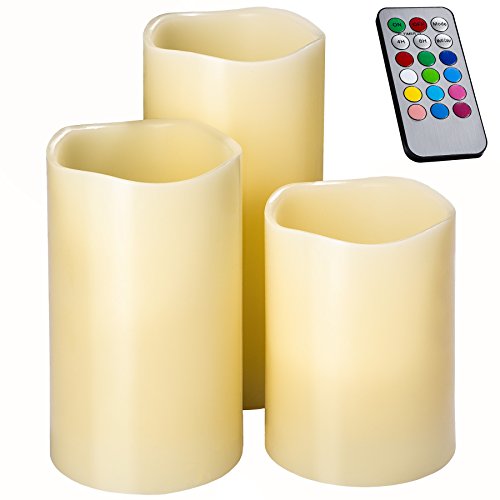 tectake LED Kerzen mit Fernbedienung und Timer | Farbwechselkerzen batteriebetriebene | diverse Mengen (3er Set | no. 402409) von tectake