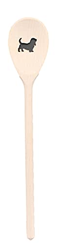 teemando®, Kochlöffel aus Holz mit Motiv Dackel, extra stabil, Naturprodukt: handgefertigt, unbehandelt, Rührlöffel aus Buche, oval 30 cm, das besondere Geschenk von teemando