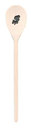 teemando®, Kochlöffel aus Holz mit Motiv Eichhörnchen, extra stabil, Naturprodukt: handgefertigt, unbehandelt, Rührlöffel aus Buche, oval 30 cm, das besondere Geschenk von Teemando