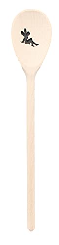 teemando®, Kochlöffel aus Holz mit Motiv Fee, extra stabil, Naturprodukt: handgefertigt, unbehandelt, Rührlöffel aus Buche, oval 30 cm, das besondere Geschenk von teemando