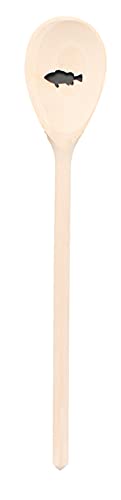 Teemando®, Kochlöffel aus Holz mit Motiv Fisch, extra stabil, Naturprodukt: handgefertigt, unbehandelt, Rührlöffel aus Buche, oval 30 cm, das besondere Geschenk von Teemando