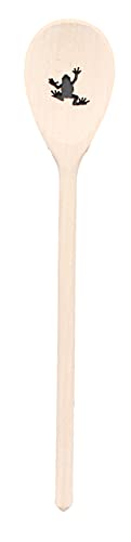 teemando®, Kochlöffel aus Holz mit Motiv Frosch, extra stabil, Naturprodukt: handgefertigt, unbehandelt, Rührlöffel aus Buche, oval 30 cm, das besondere Geschenk von teemando