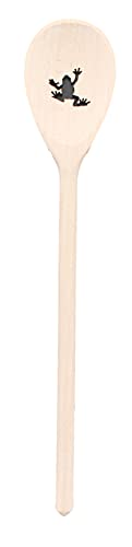 Teemando®, Kochlöffel aus Holz mit Motiv Frosch, extra stabil, Naturprodukt: handgefertigt, unbehandelt, Rührlöffel aus Buche, oval 30 cm, das besondere Geschenk von Teemando