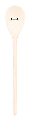 teemando®, Kochlöffel aus Holz mit Motiv Hantel, extra stabil, Naturprodukt: handgefertigt, unbehandelt, Rührlöffel aus Buche, oval 30 cm, das besondere Geschenk von teemando