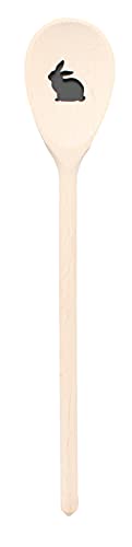 teemando®, Kochlöffel aus Holz mit Motiv Hase, extra stabil, Naturprodukt: handgefertigt, unbehandelt, Rührlöffel aus Buche, oval 30 cm, das besondere Geschenk von teemando
