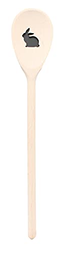 teemando®, Kochlöffel aus Holz mit Motiv Hase, extra stabil, Naturprodukt: handgefertigt, unbehandelt, Rührlöffel aus Buche, oval 30 cm, das besondere Geschenk von Teemando