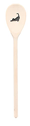 teemando®, Kochlöffel aus Holz mit Motiv Katze, extra stabil, Naturprodukt: handgefertigt, unbehandelt, Rührlöffel aus Buche, oval 30 cm, das besondere Geschenk von teemando