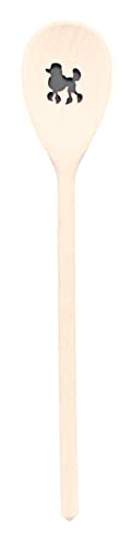 teemando®, Kochlöffel aus Holz mit Motiv Pudel, extra stabil, Naturprodukt: handgefertigt, unbehandelt, Rührlöffel aus Buche, oval 30 cm, das besondere Geschenk von teemando