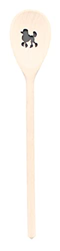 teemando®, Kochlöffel aus Holz mit Motiv Pudel, extra stabil, Naturprodukt: handgefertigt, unbehandelt, Rührlöffel aus Buche, oval 30 cm, das besondere Geschenk von Teemando