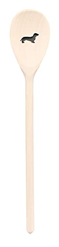 teemando, Kochlöffel aus Holz mit Motiv Dackel, extra stabil, Naturprodukt: handgefertigt, unbehandelt, Rührlöffel aus Buche, oval 30 cm, das besondere Geschenk von teemando