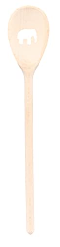 teemando 2 X, Kochlöffel aus Holz mit Motiv Elefant, extra stabil, Naturprodukt: handgefertigt, unbehandelt, Rührlöffel aus Buche, oval 30 cm, das besondere Geschenk von teemando