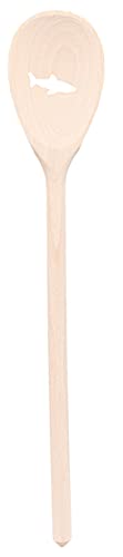 teemando 2 X, Kochlöffel aus Holz mit Motiv Hai, extra stabil, Naturprodukt: handgefertigt, unbehandelt, Rührlöffel aus Buche, oval 30 cm, das besondere Geschenk von teemando