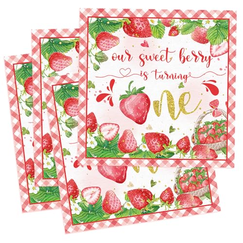 20 Stück Geburtstag Servietten Deko für 1. Geburtstag | Erdbeer (Erster) | 2-lagig für Mädchen & Jungen | Tischdekoration für Baby-Party, Jubiläum & Feiern | Milestone serviettes 1 jahr strawberry 20 Stück Geburtstag Servietten Deko für 1. Geburtstag | Erdbeer (Erster) | 2-lagig für Mädchen & Jungen | Tischdekoration für Baby-Party, Jubiläum & Feiern | Milestone serviettes 1 jahr strawberry von teikart