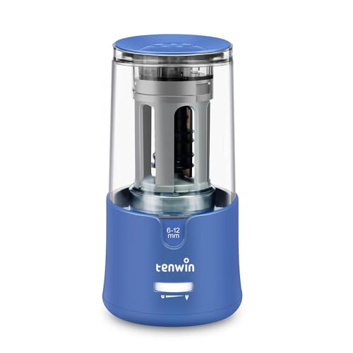 tenwin Elektrischer Bleistiftspitzer, kompatibel mit 6-12mm Bleistiften und Farbstiften, große Kapazität mit Auto-Stopp-Funktion, Plug-In für Künstler, Büro, Klassenzimmer und Heimgebrauch (Blau) tenwin Elektrischer Bleistiftspitzer, kompatibel mit 6-12mm Bleistiften und Farbstiften, große Kapazität mit Auto-Stopp-Funktion, Plug-In für Künstler, Büro, Klassenzimmer und Heimgebrauch (Blau) von tenwin