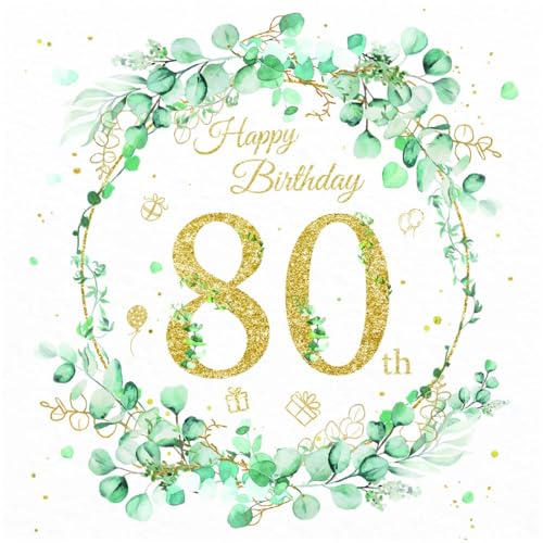 40 Stück Servietten 80 Geburtstag - 80 Geburtstag Deko Frau/Mann, Servietten Eukalyptus Grün Geburtstagsparty Deko,Papierservietten für Feiern Party Jubiläum 40 Stück Servietten 80 Geburtstag - 80 Geburtstag Deko Frau/Mann, Servietten Eukalyptus Grün Geburtstagsparty Deko,Papierservietten für Feiern Party Jubiläum von teokyat