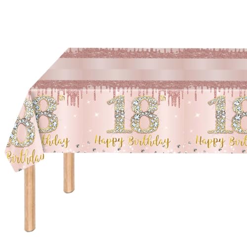 Tischdecke 18 Geburtstag Geburtstagsdeko- Deko 18. Geburtstag Mädchen, Tischdecke für Party Deko (137x274 cm) Tischdecken von teokyat