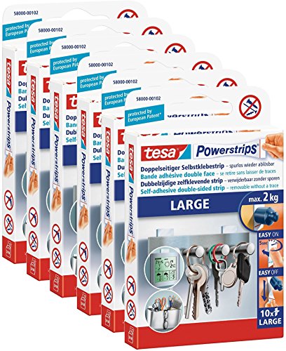 6 Packungen tesa Powerstrips Strips LARGE für max. 2kg, 60 Strips 6 Packungen tesa Powerstrips Strips LARGE für max. 2kg, 60 Strips von tesa